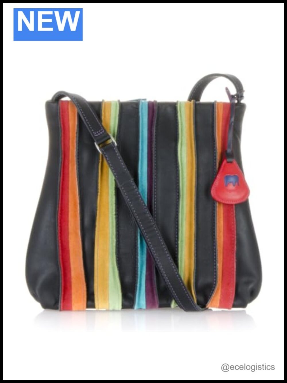 Leather Crossbody Shoulder Bag Adjustable Strap Zip Pockets Fits Kindle iPad